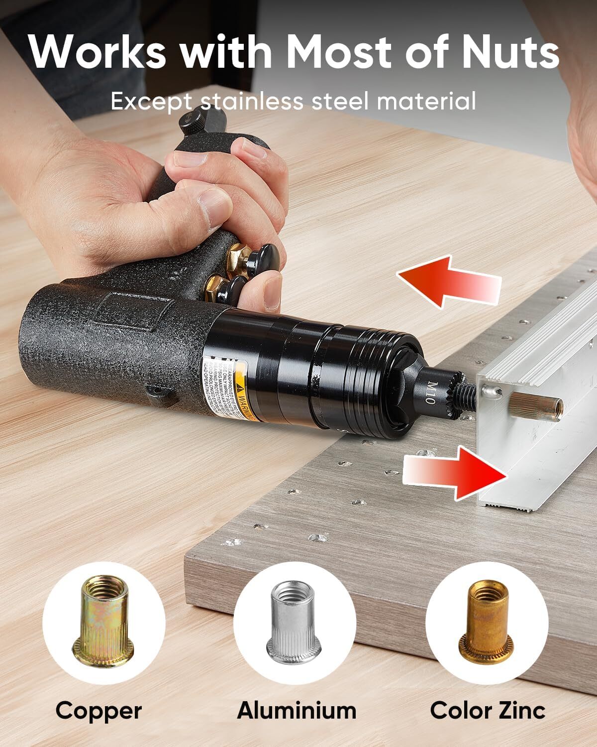 4-in-1 Pneumatic Rivet Nut Gun Set (10-24 & 1/4 & 5/16 & 3/8) Air Nutsert Gun