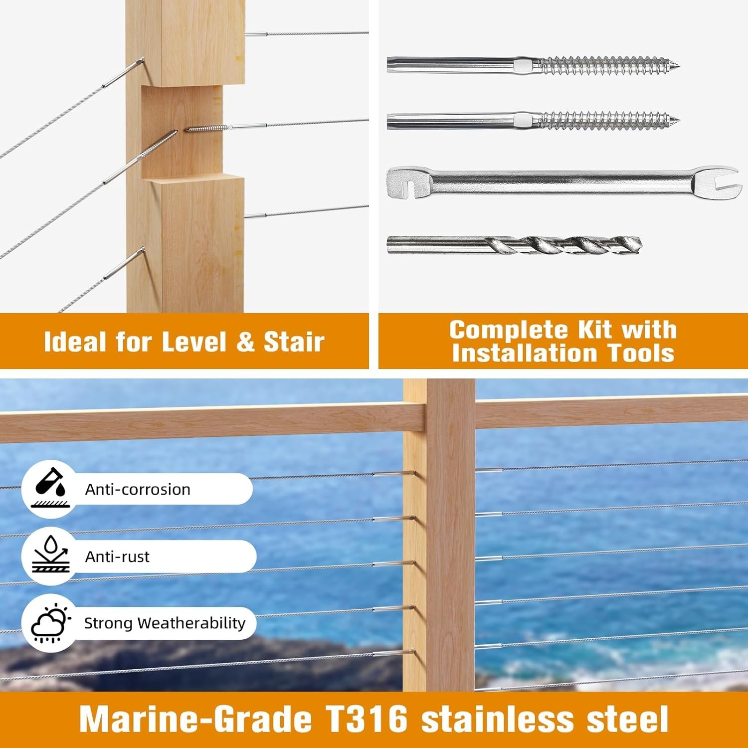 Swage Lag Screws for Cable Railing – 80 Pack T316 Stainless Steel Left and Right