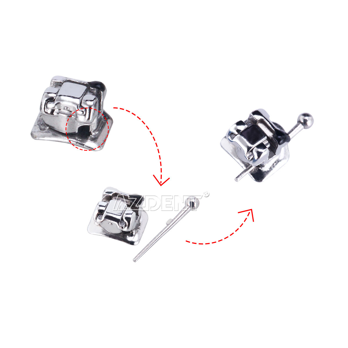 AZDENT Dental Orthodontic Self-Ligating Bracket Braces Roth/MBT .022 Hooks 3 4 5