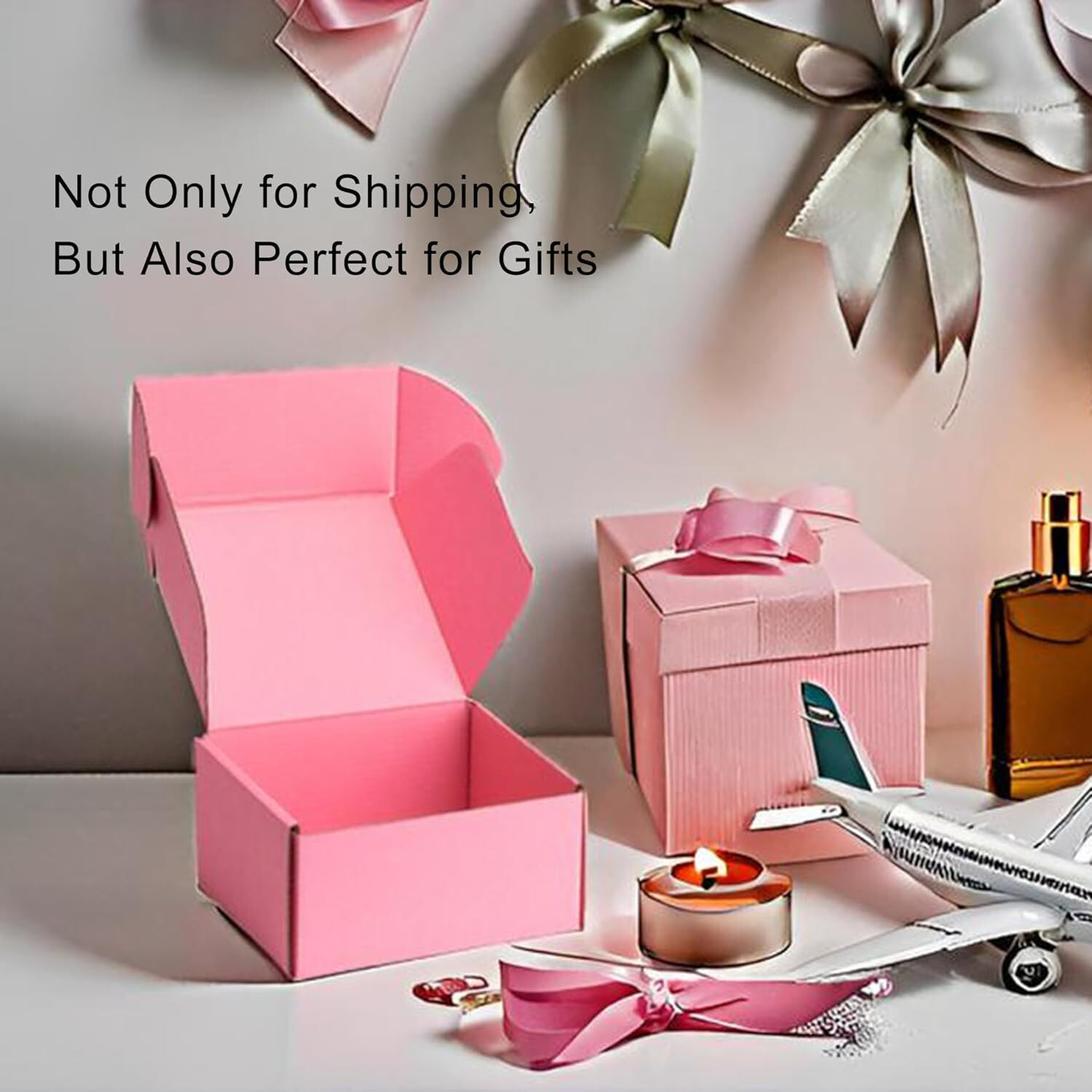 Pink/Black Shipping Boxes 25 Pack Small Cardboard Corrugated Mailer Boxes