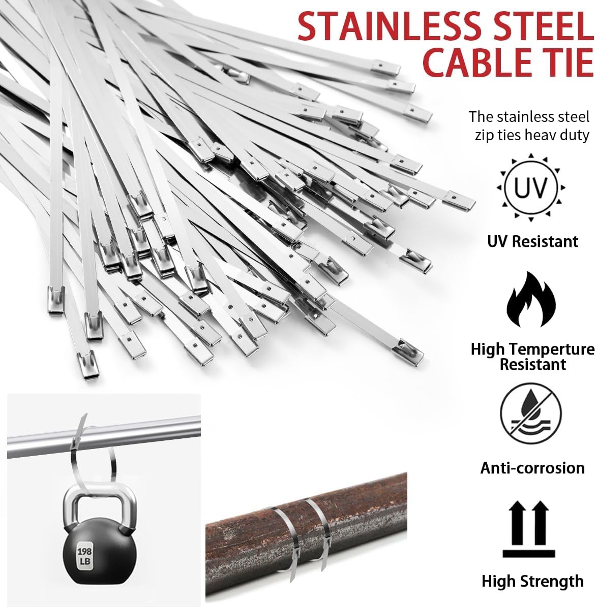 Cable Tie Tool Gun Stainless Steel Cable Tie Tool Repair W/150PCS Metal Zip Ties