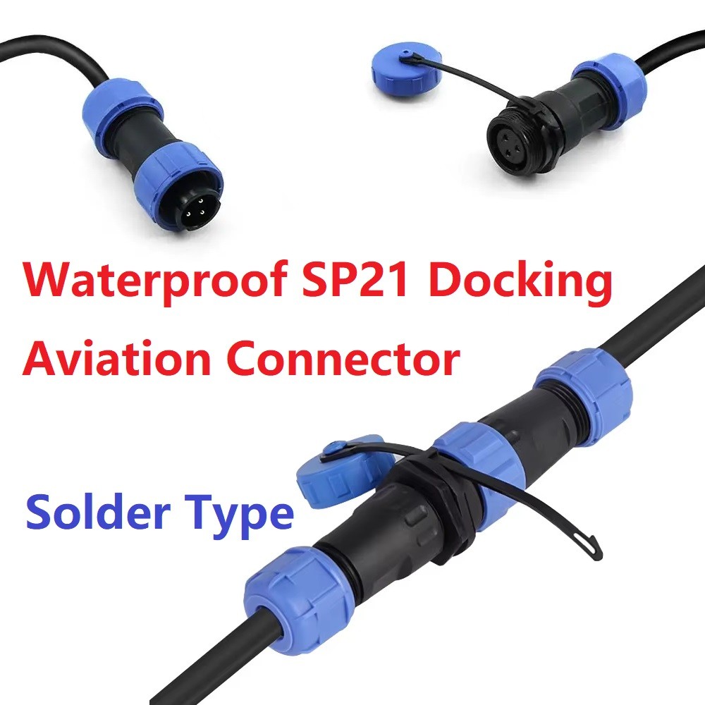 SP21 2/3/4/5Pin Docking Cable Connector Plug & Socket Waterproof Soldering Joint