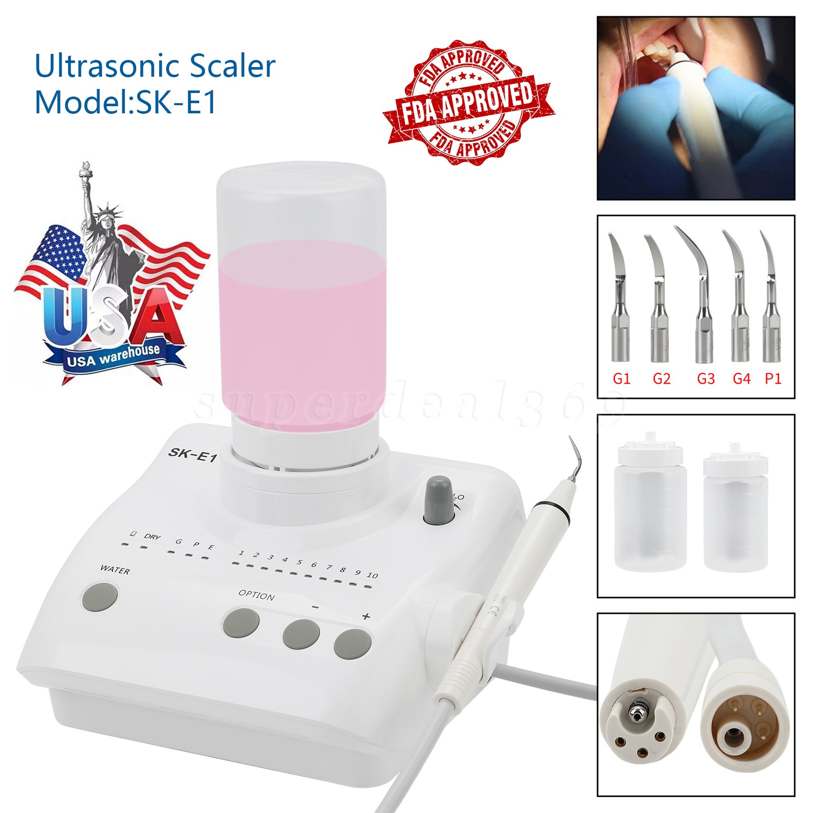 Auto Water Supply Dental Portable Ultrasonic Piezo Scaler fit Cavitron EMS CE