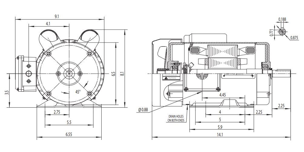 Techtop Electric Motor 2 HP 1800 Rpm 1-PH 115/208-230 Volt 145T Frame