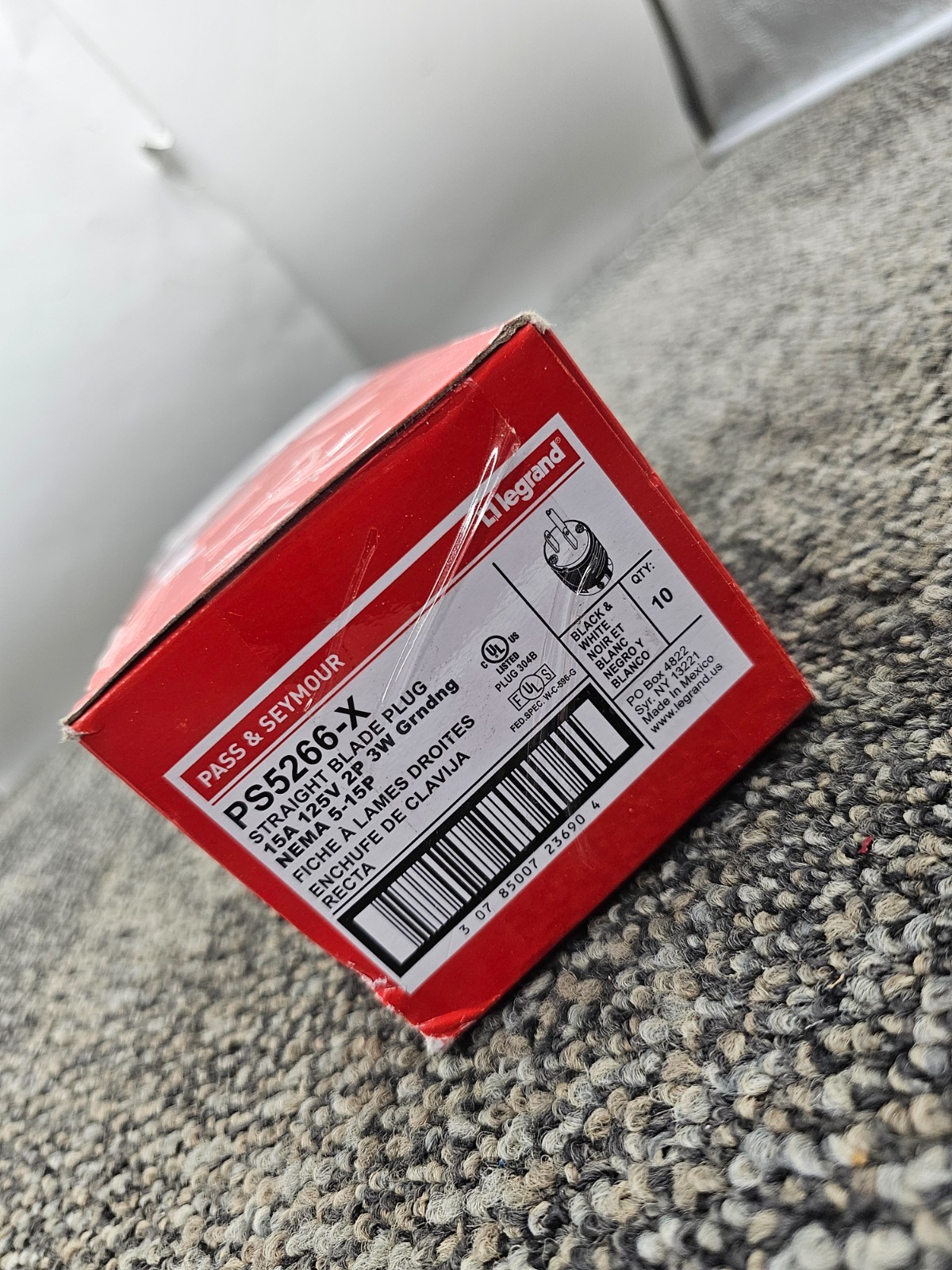 (QTY 10) Pass & Seymour Legrand PS5266-X Straight Blade Plug 15A 125V 2P 3W