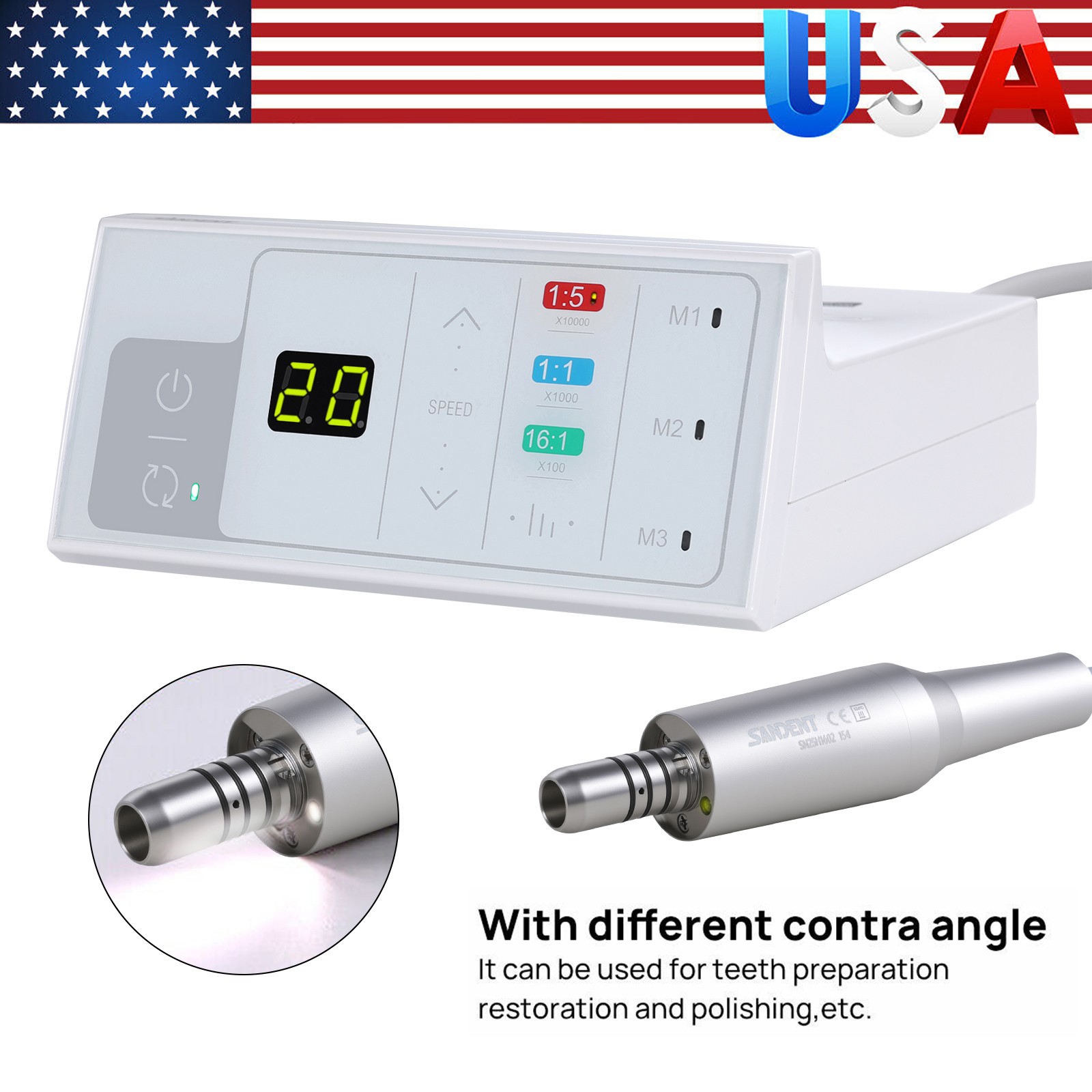 SANDENT Dental Brushless Electric LED Micro Motor Internal Spray E-type 3.4Ncm
