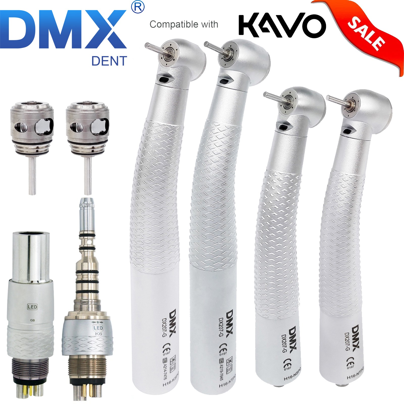 DMXDENT COXO Style Dental Fiber Optic High Speed Handpiece NSK/KAVO LED Coupling