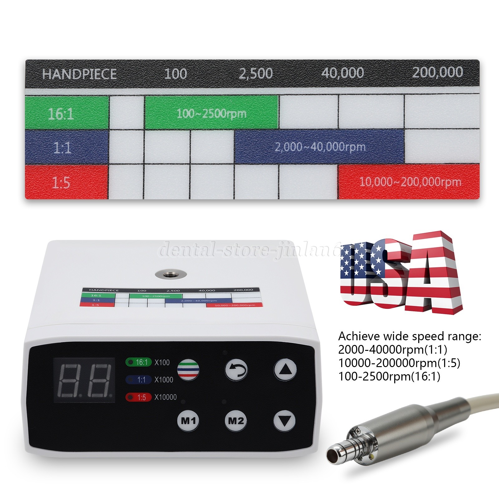 NSK Style Dental Brushless LED Electric Micro Motor/1:5 Increasing Handpiece UPS