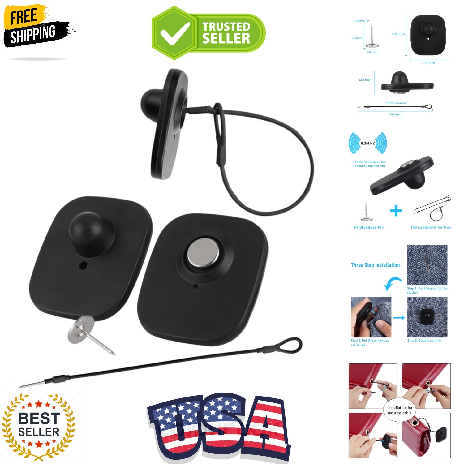 1000 Pieces Hard Clothing Security Tags 8.2Mhz RF Frequency, Retail Security …