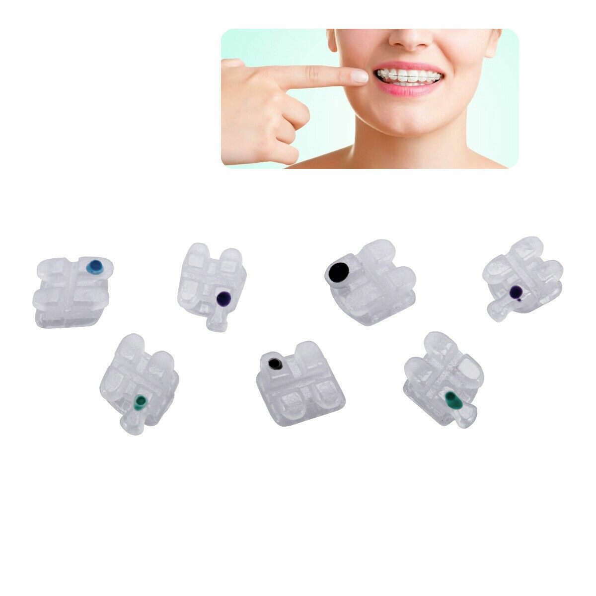Dental Orthodontic Ceramic Brackets Braces Roth MBT 0.022/018 Hooks 3 4 5 AZDENT