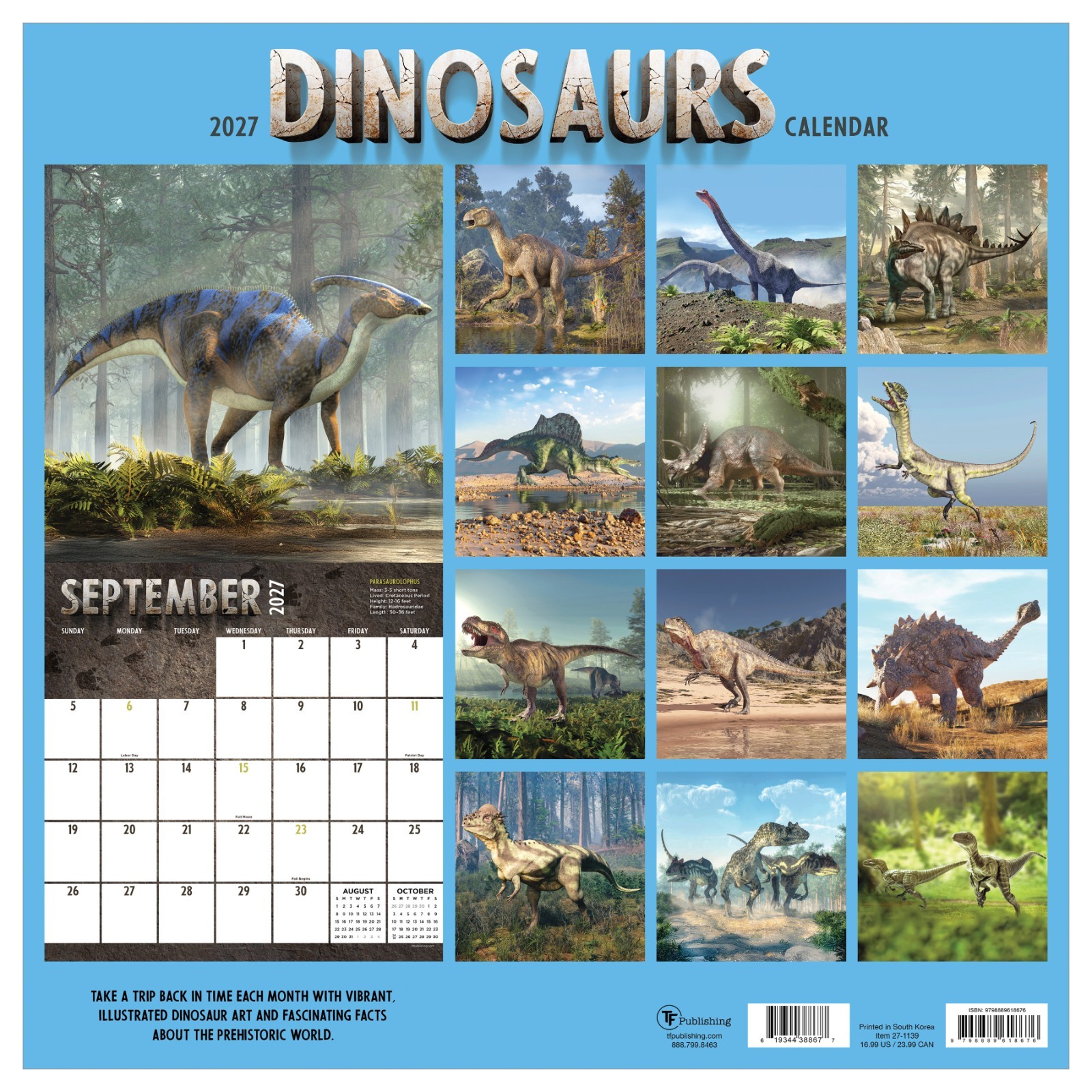 2027 Dinosaurs Wall Calendar