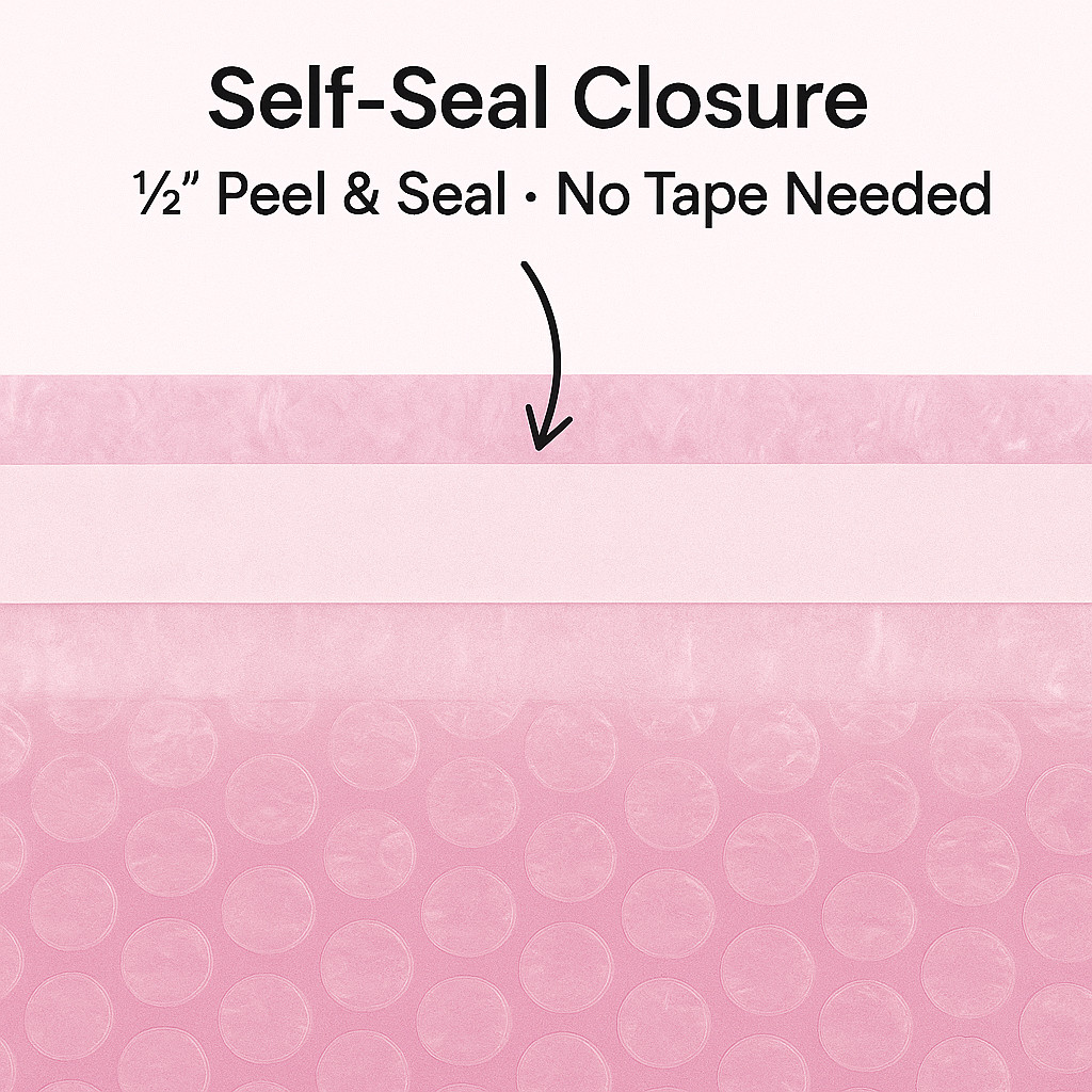 6×8.5 Anti-Static Bubble Out Pouches Bags Wrap Cushioning Self Seal, Pink