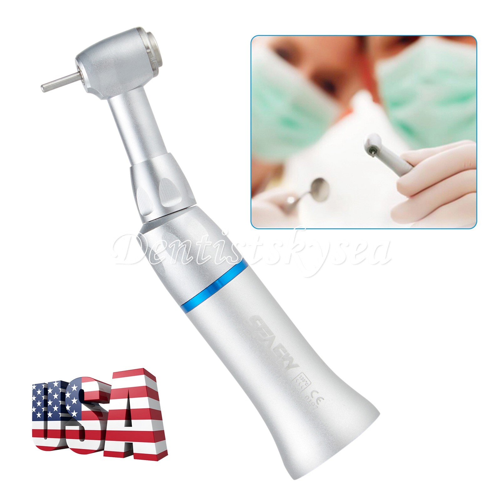 Dental Low Speed Handpiece Push Button Fit FG 1.6mm Burs Contra Angle