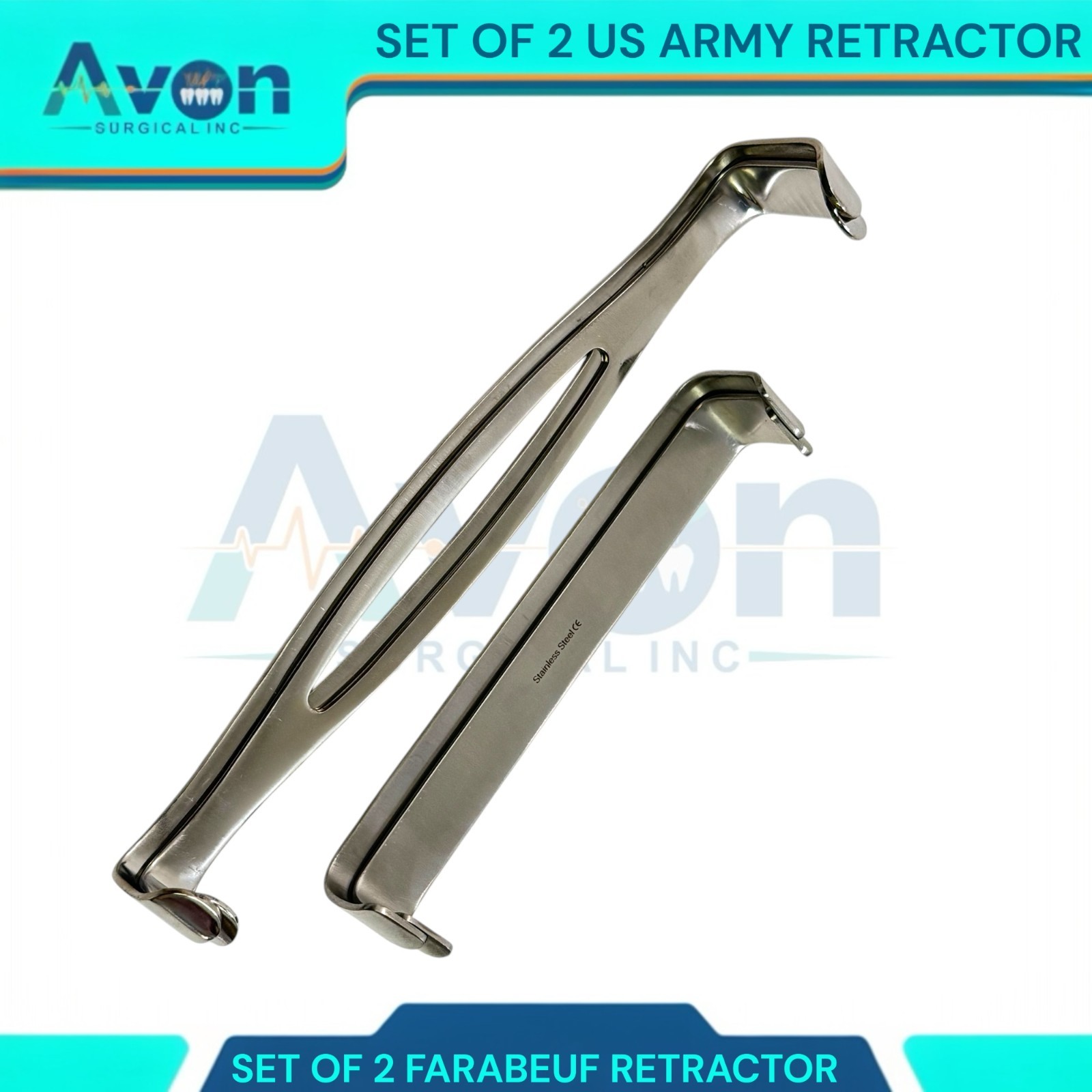 Set of 4pcs Spreaders 6″ Farabeuf Retractors & 8.5″ US Army Navy Retractors
