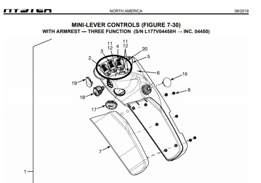 2110791 HYSTER 854768 NACCO MINI LEVER CONTROL FINGER SWITCH ASSEMBLY TAIWAN