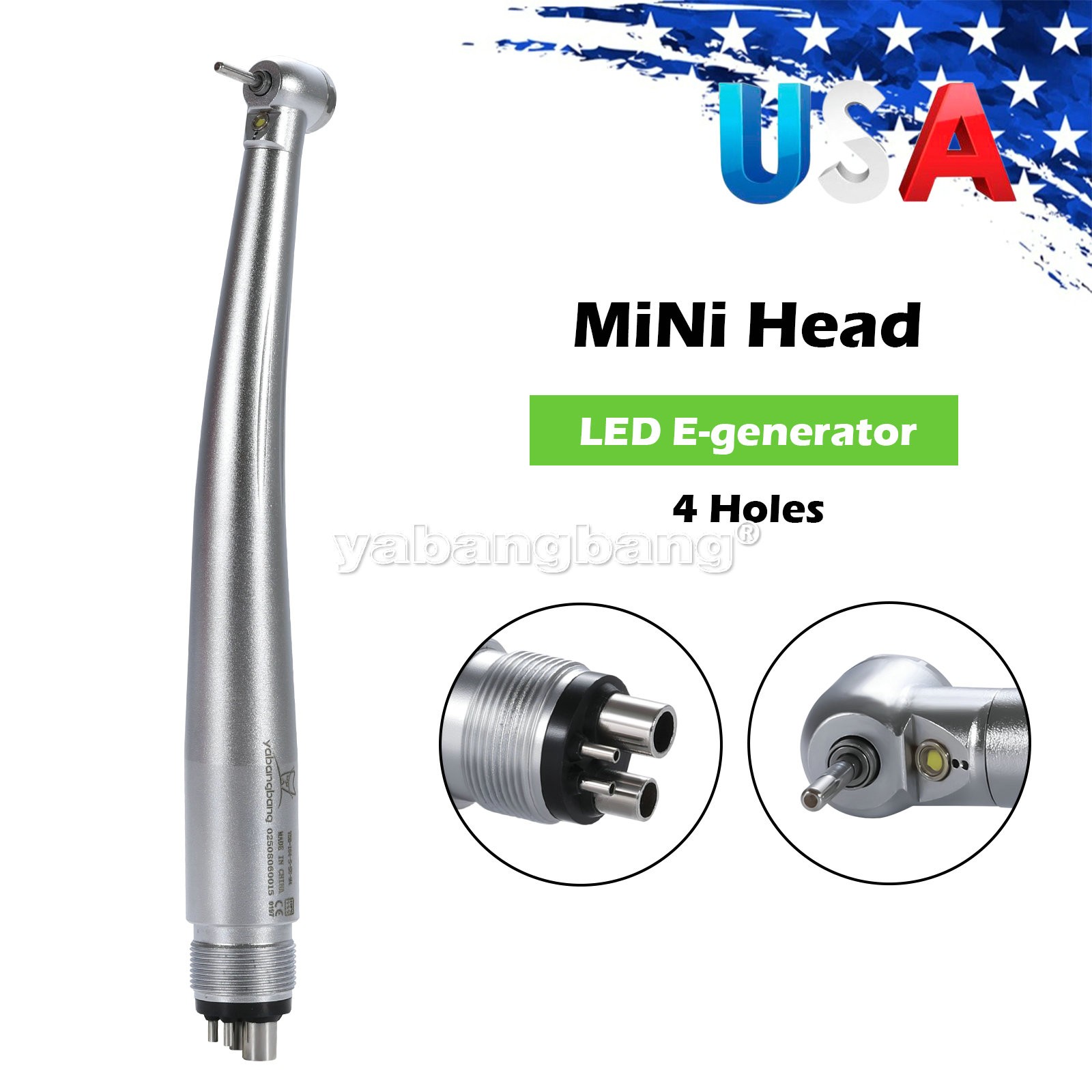 Mini Small Head Dental Fiber Optic LED E-generator High Speed Handpiece 4 HOLE