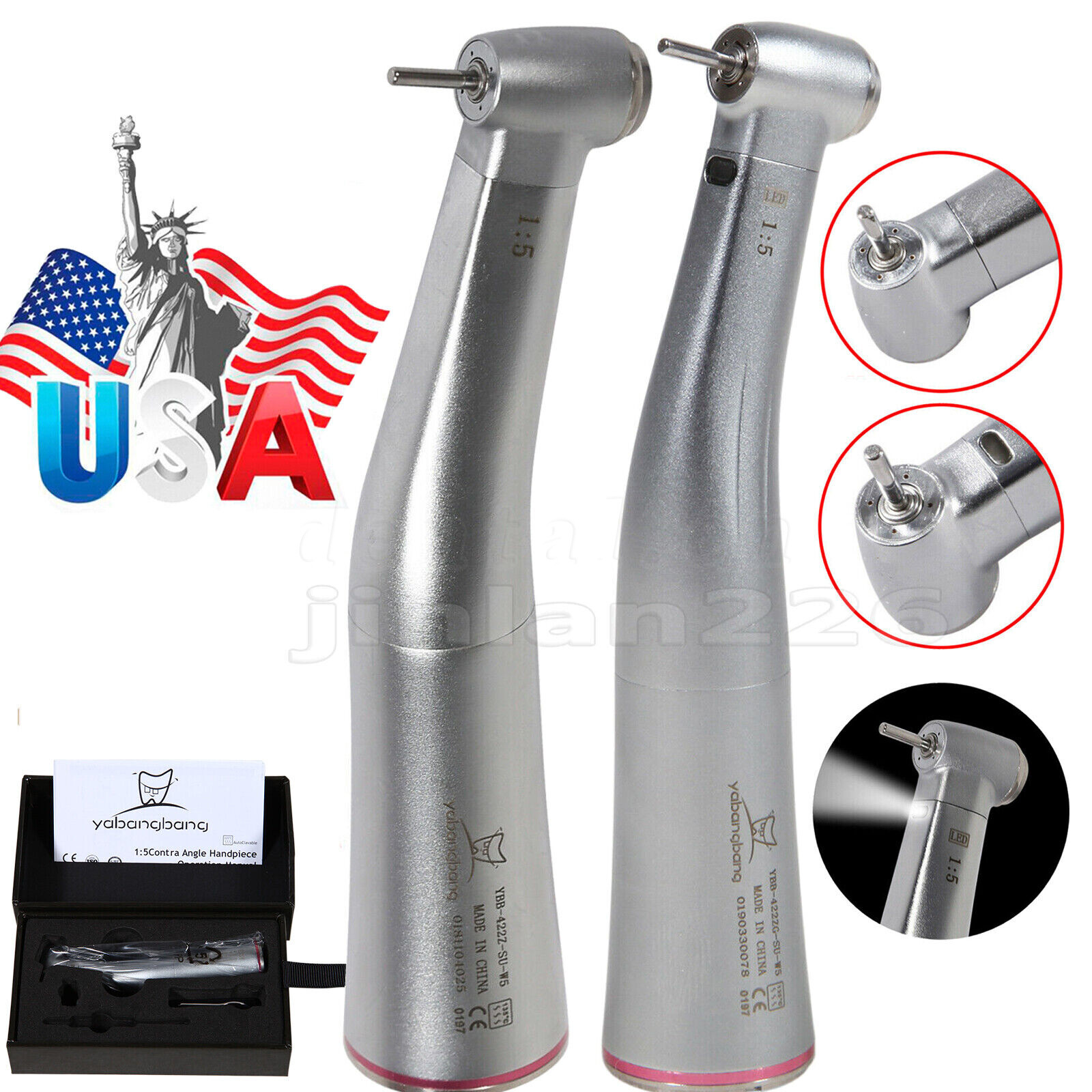 Ti-MAX Dental 1:5 (Fiber Optic) Contra Angle Low Speed Handpiece For NSK X95L