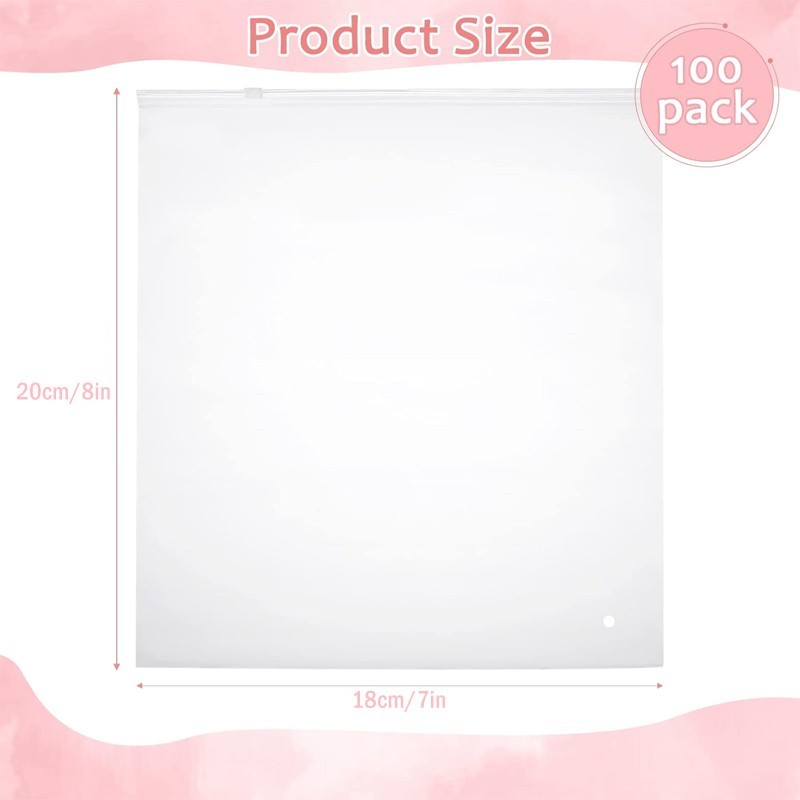 50 garment packaging bags, 7×8 inch frosted zipper bags with ventilation holes.