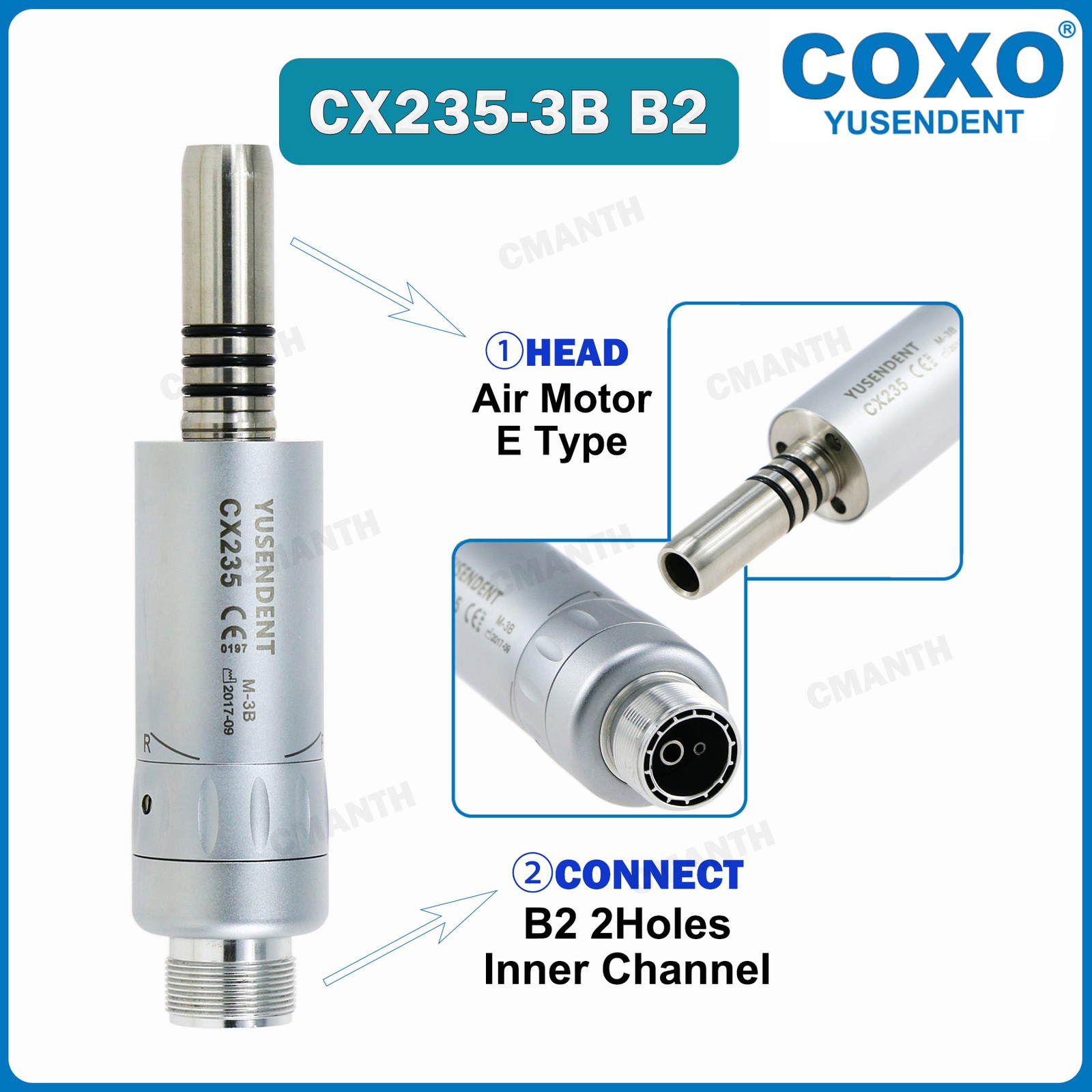 COXO Dental Contra Angle Turbine 1:1 Internal Water Low Speed Straight Handpiece