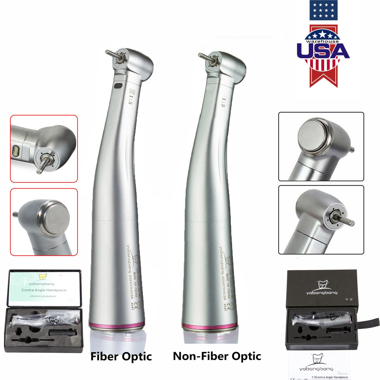 Dental (LED ) Slow low Speed Contra Angle Handpiece Push 1:1 Fit KaVo NSK Style