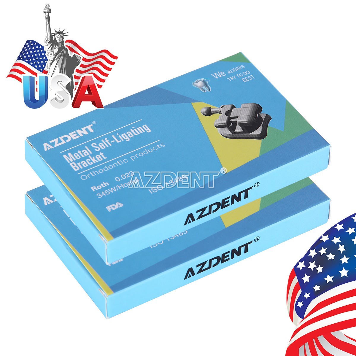 AZDENT Dental Orthodontic Self-Ligating Brackets Mini Roth.022 Metal Brace