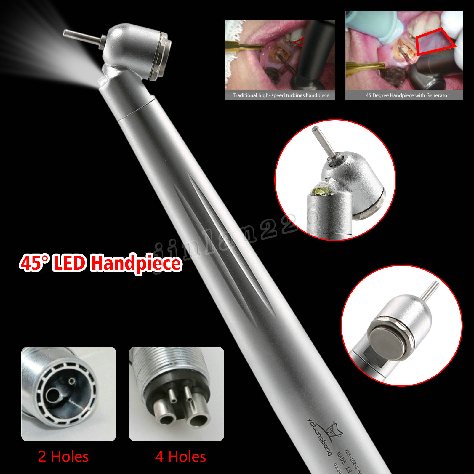 Dental 45°LED Fiber Optic Surgical 1:4.2 Increasing Hi-Speed Handpiece Fit NSK