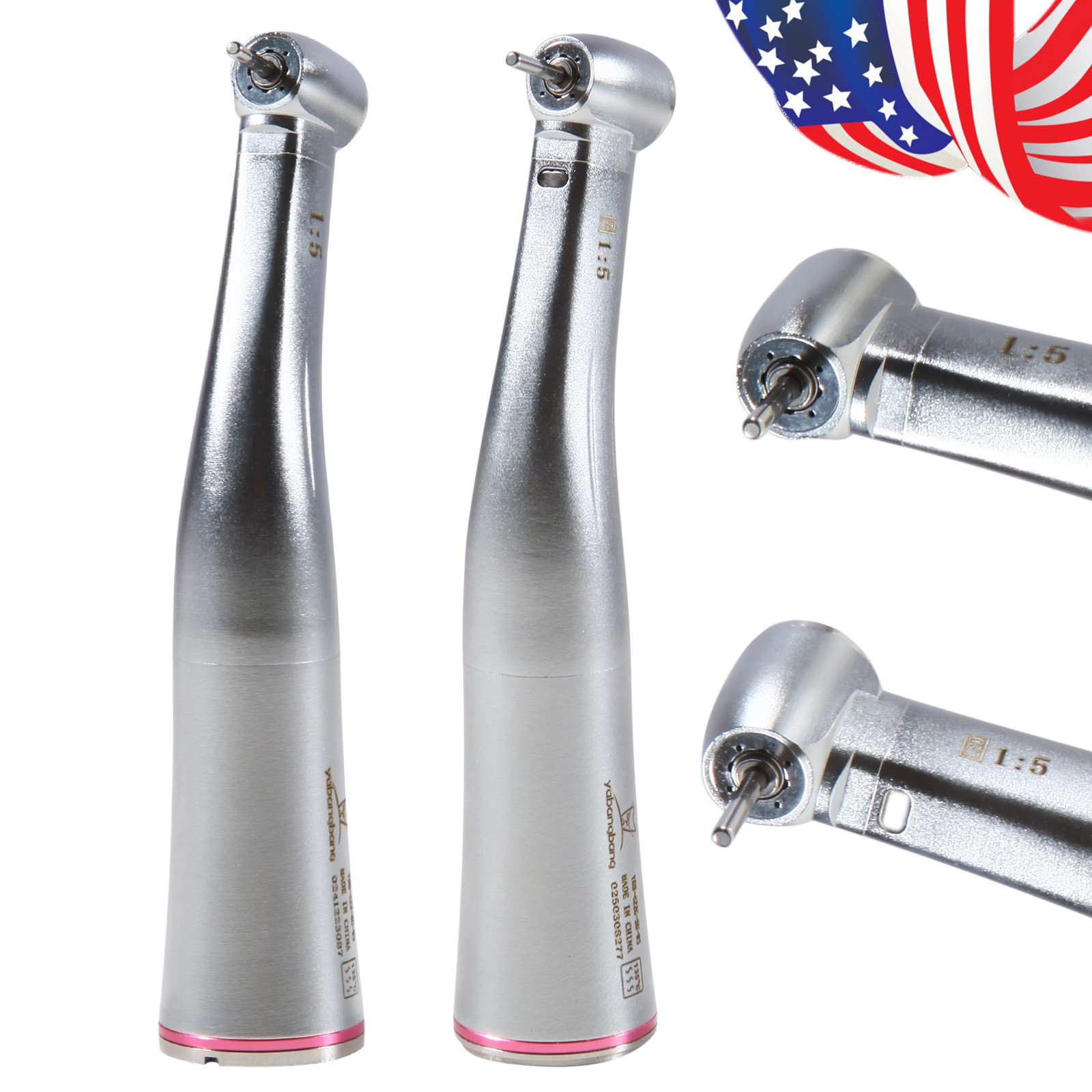 Dental 1:5 Increasing Contra Angle LED Optic Handpiece For NSK Electric Motor KV