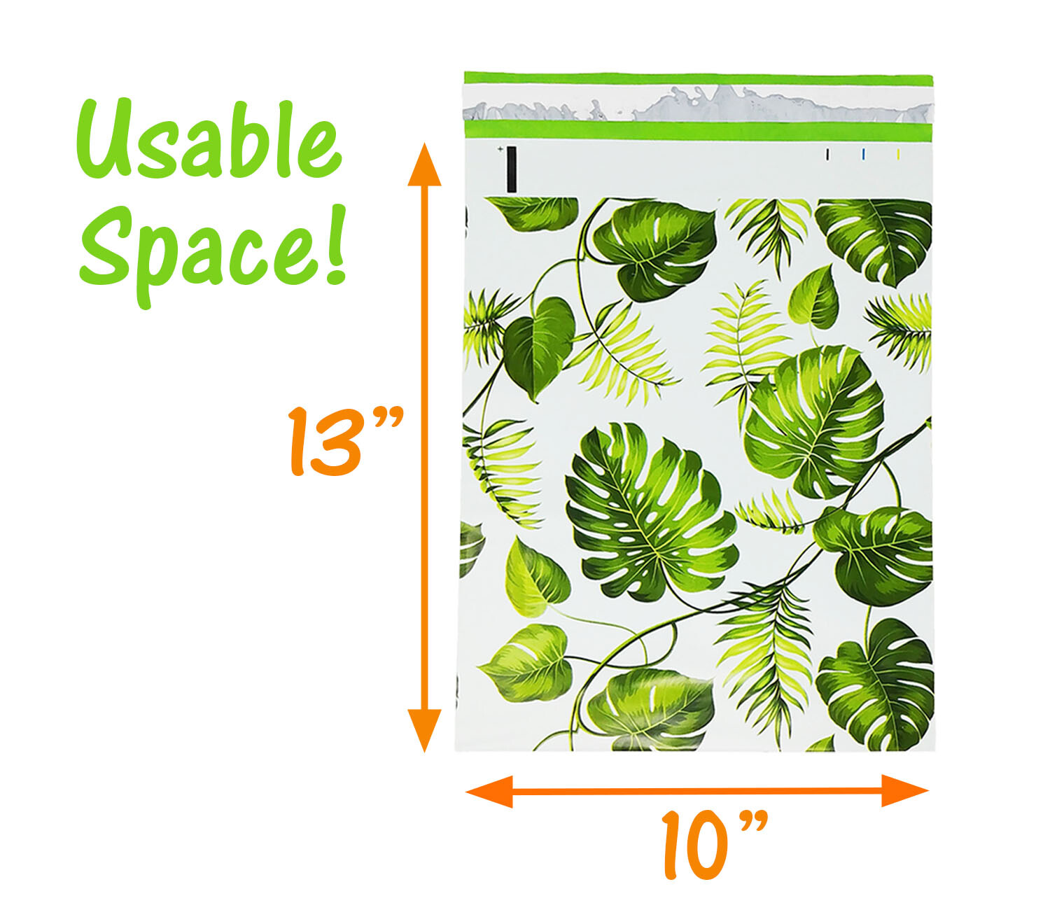 10×13 inch Tropical Palm Leaves Poly Mailers, USPS, FEDEX, Shipping Mailing Bags
