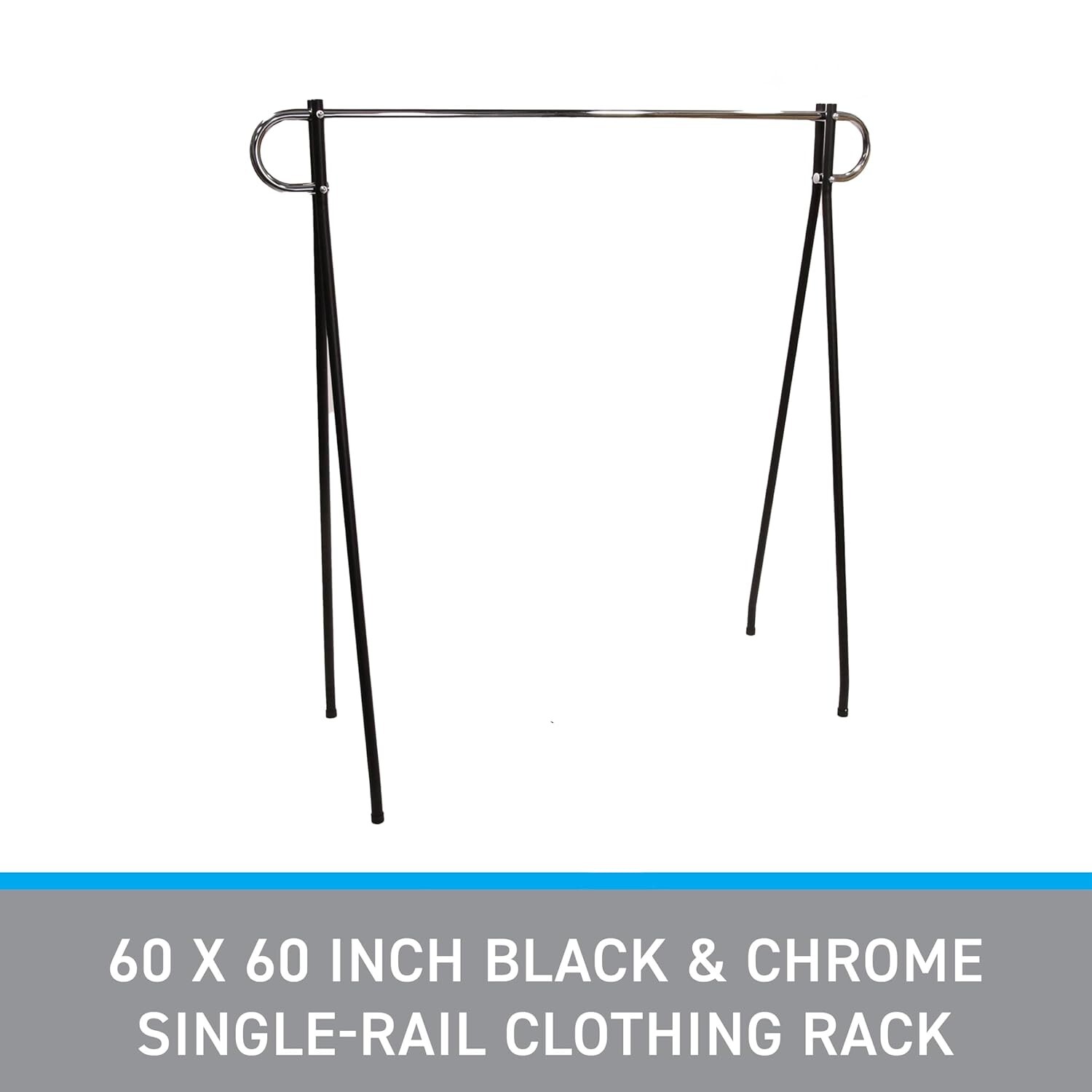 Clothing Rack Black & Chrome Single Rail Retail Storage Garment Salesman 60 x 60