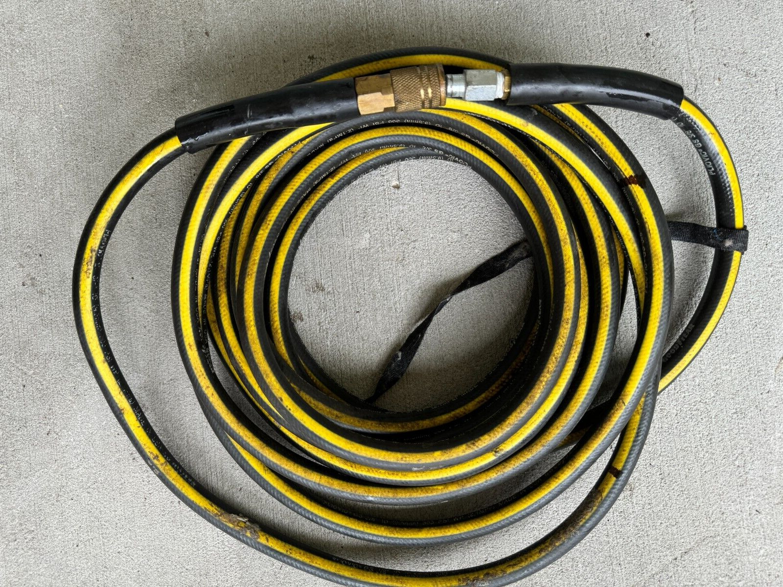 Lot of 8 Industrial Vinyl Pneumatic Air Tool Hoses w/Brass Couplings & Fittings