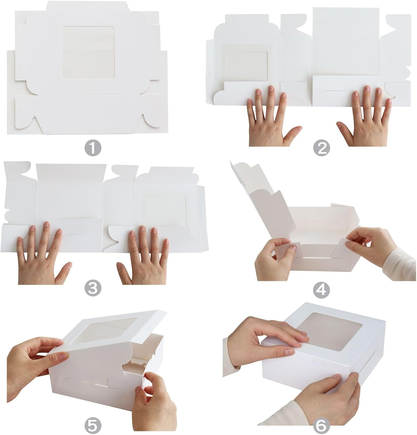 30 Pcs Bakery Boxes with Clear Window, 6.3×6.3×3 Inches, Food Grade Materials, E