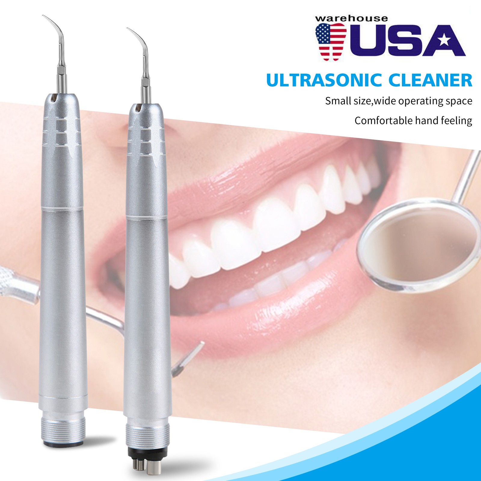 Dental Ultrasonic Air Perio Scaler Handpiece Hygienist 2/4Hole W/ 3 Scaling Tips