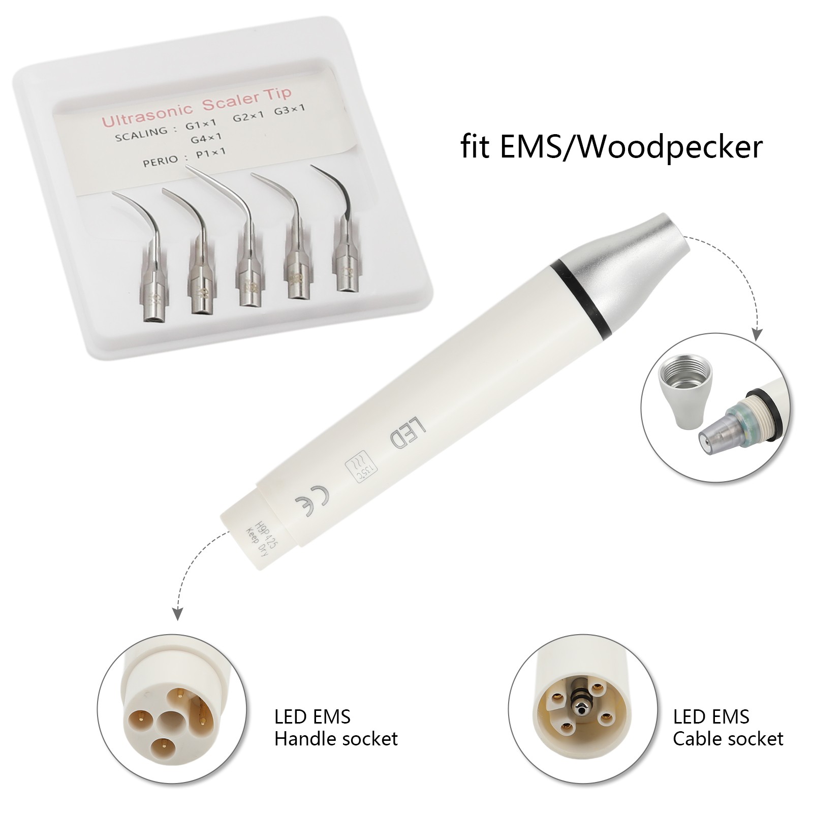 For EMS Dental Ultrasonic Piezo Scaler w/ LED Light Handpiece Auto Water Supply