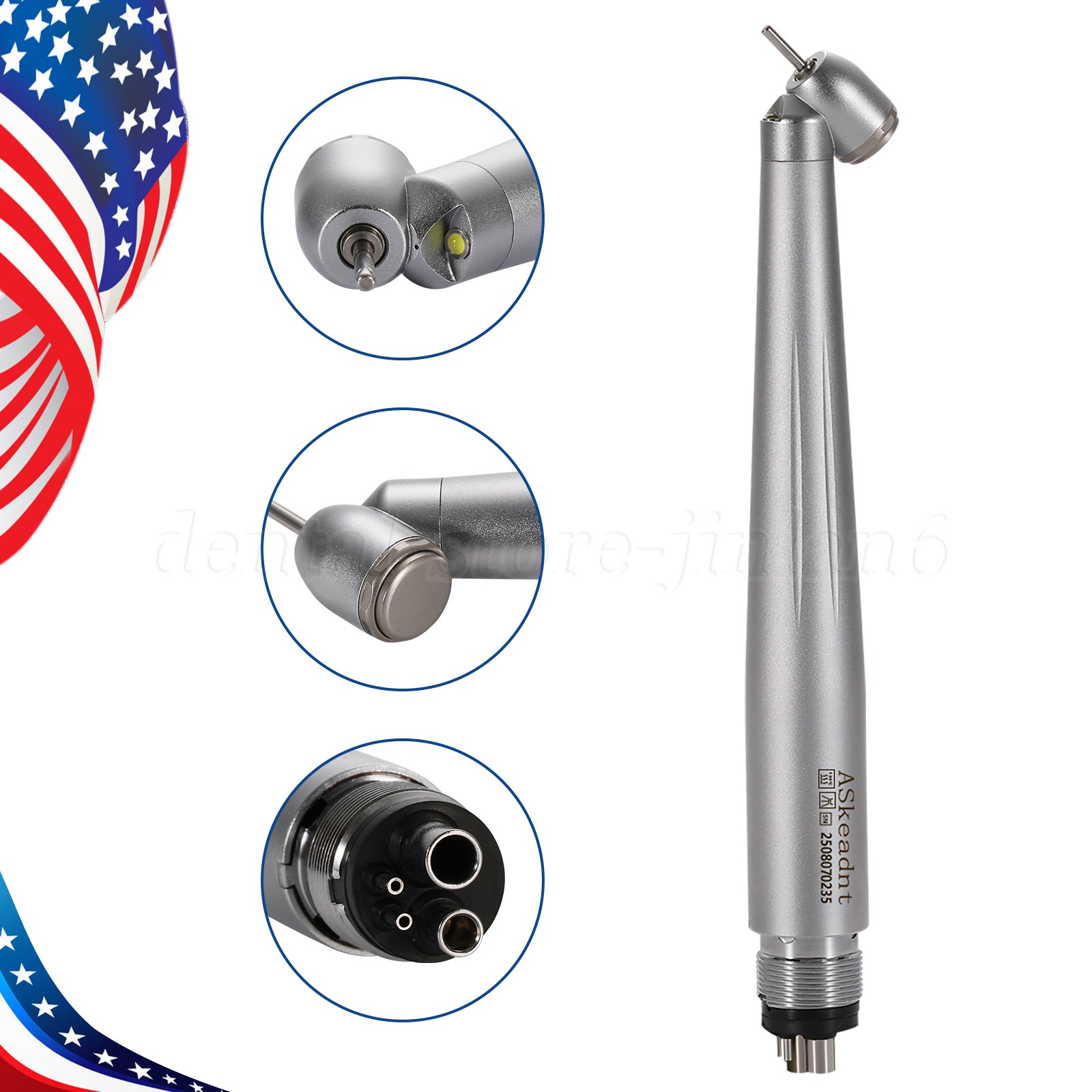 ASkeadnt Dental 45° LED High Speed Handpiece E-generator Push Button 4H