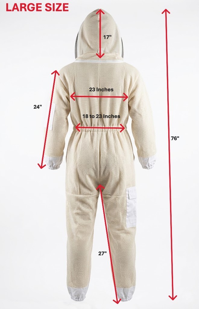 Beekeeping Suit Unisex 3 Layers Ventilated White – LARGE SIZE