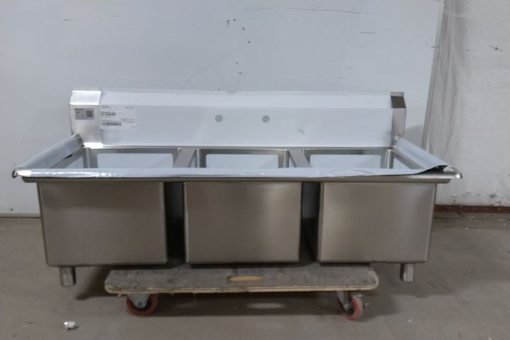 Elkay E3C16X20-0XX 57 In Overall Length 3 Bowl Economy Series Sink