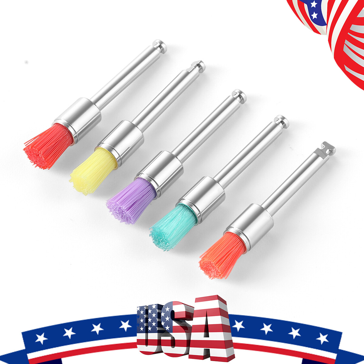 100pcs/Kit Dental Polishing Polisher Prophy Brush Bowl Flat Type Colorful Nylon