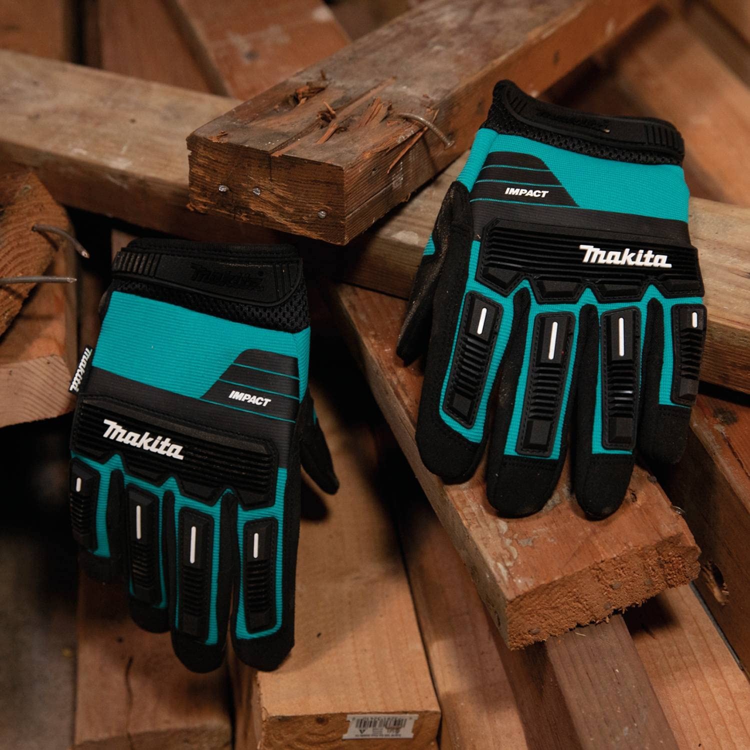 Makita 1-Pr/Size-XL Unisex T-04260 Advanced Impact Demolition Gloves, Teal/Black
