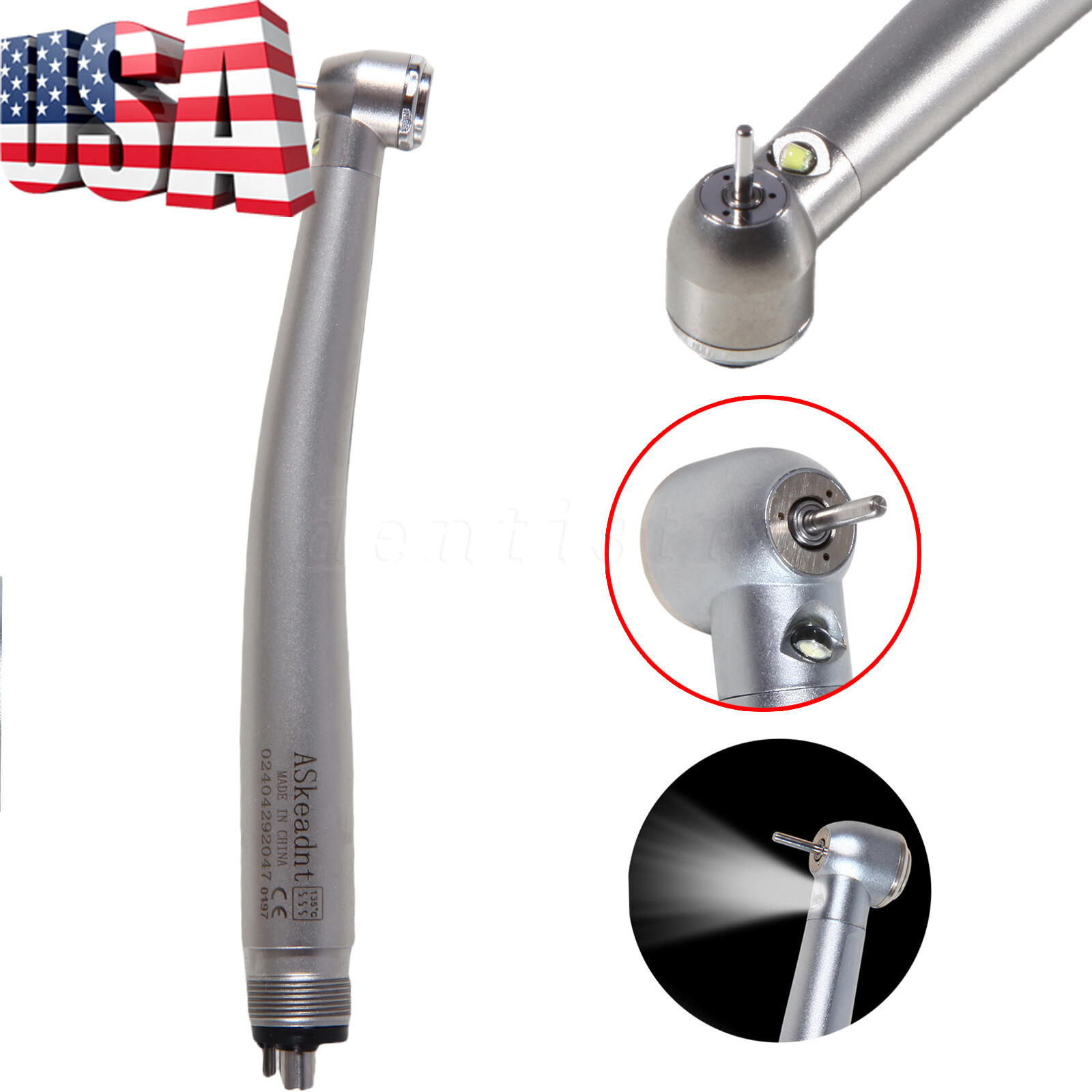 NSK STYLE Dental LED E-generator Fiber Optic High Speed Handpiece Turbine 4 Hole