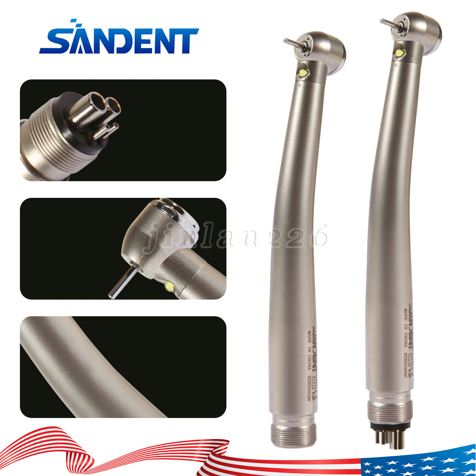 Dental PANA Max High Speed LED Handpieces NSK Type Internal Triple Spray Push US