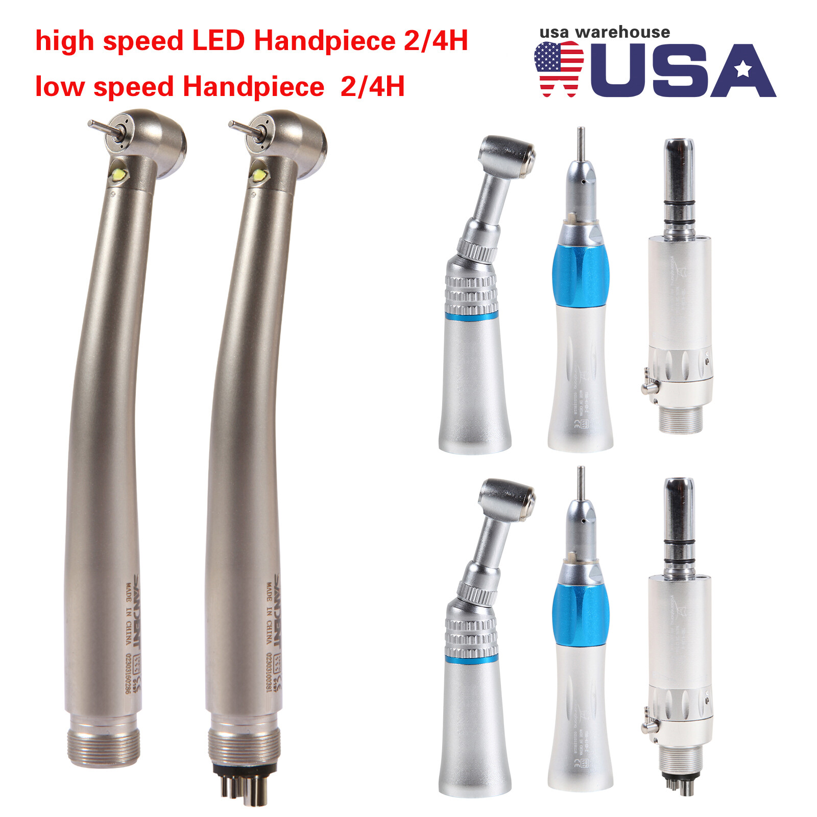 NSK Style Dental LED High/Low Speed Handpiece Straight Contra Angle Air Motor