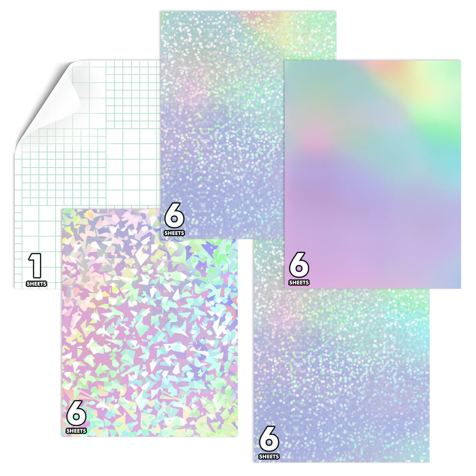 25 Mixed Koala Holographic Sticker Paper Clear Self-Adhesive Laminating Overlay