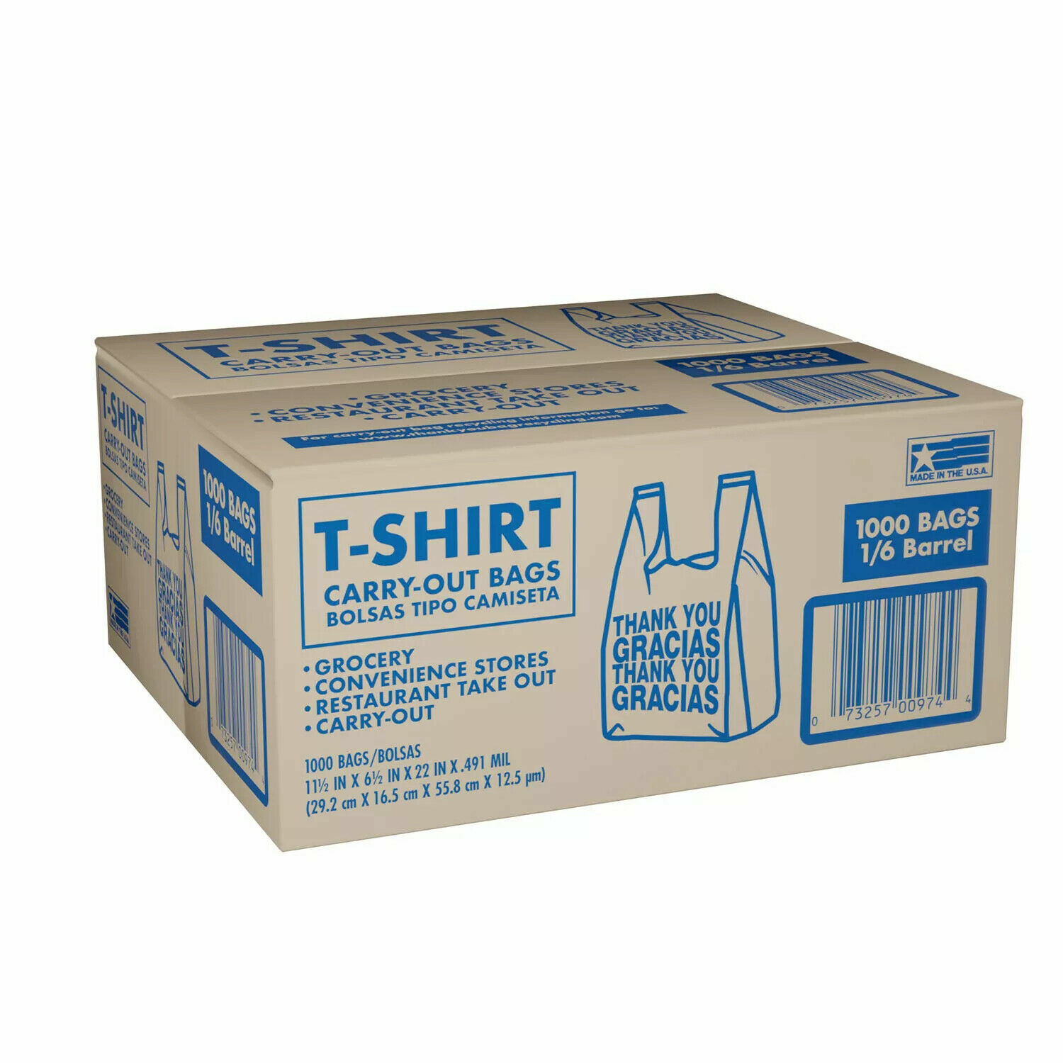 T-Shirt Carry-Out Bags, 11.5″ x 6.5″ x 22″ (1,000 ct.) *FREE SHIPPING*