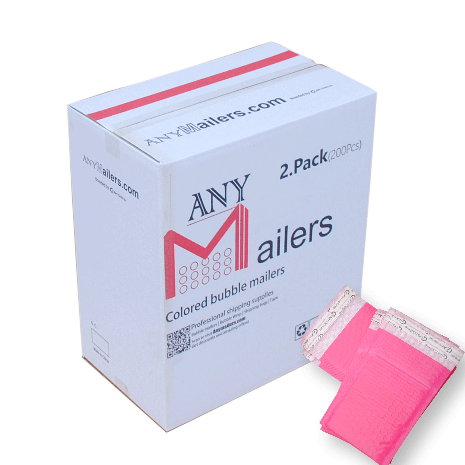 AirnDefense Any Size Pink Poly Bubble Mailers Plastic Shipping Padded Envelopes