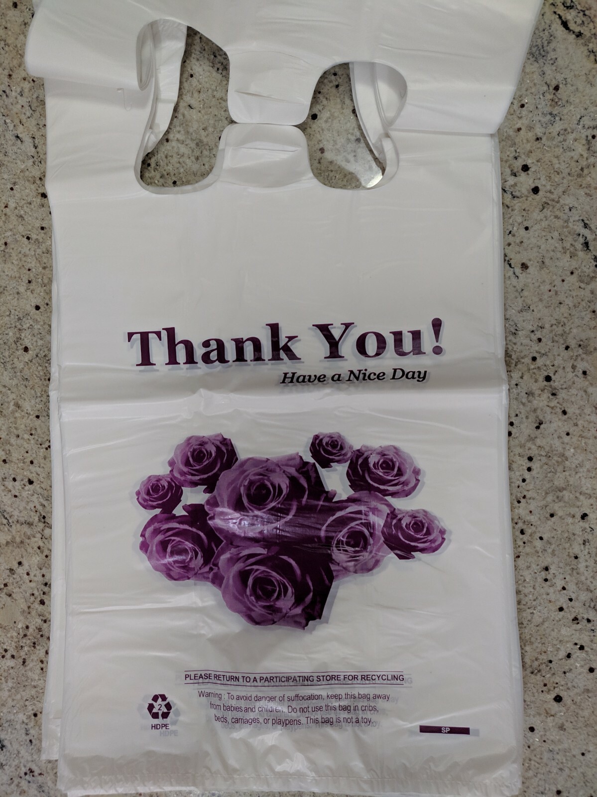 Heavy Duty T-Shirt Bag Flower Thank You Plastic Carry Out Bags 11.5″x 6″x 21″