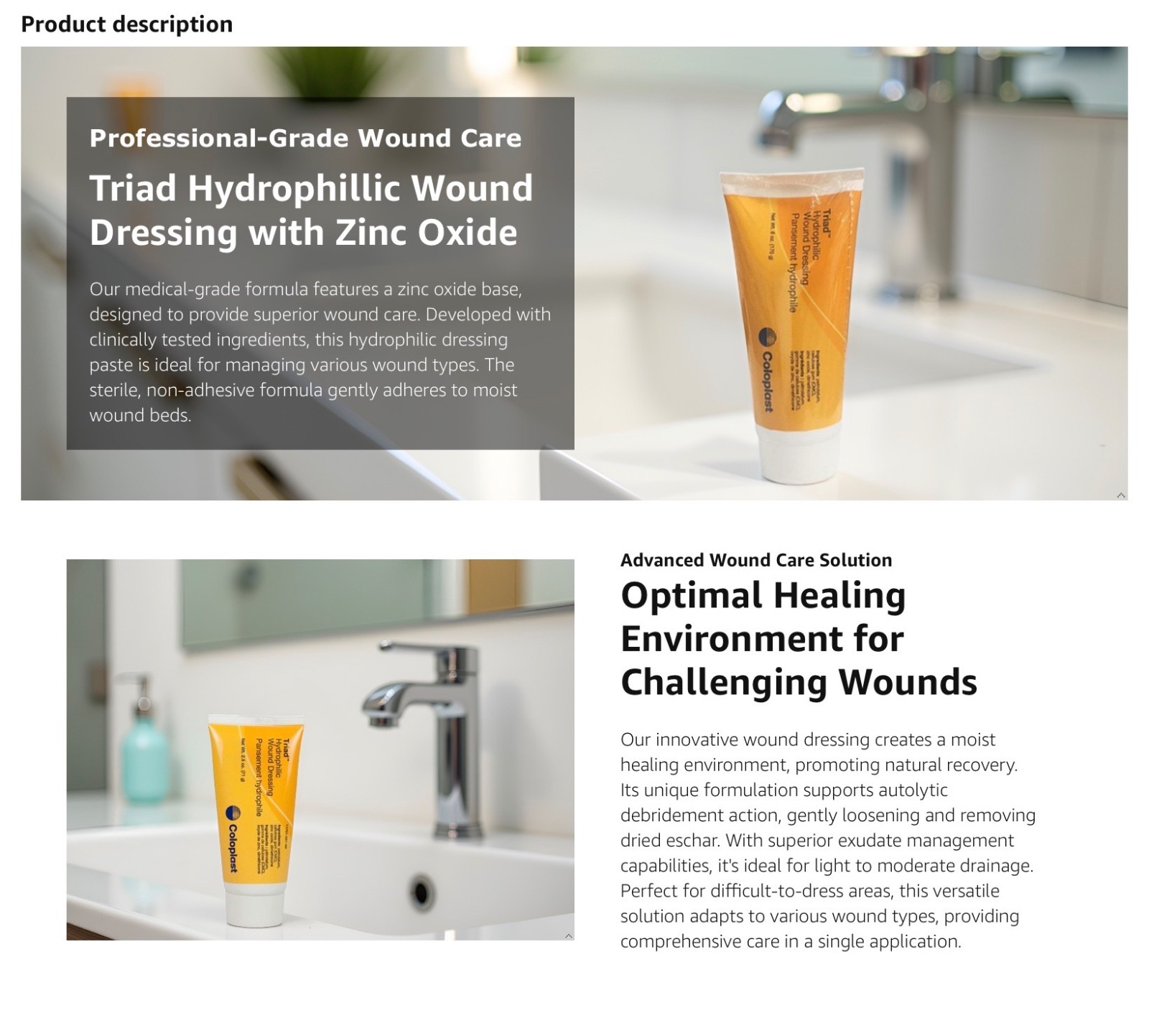 First Aid Coloplast Triad® Hydrophilic Wound Dressing 6oz Tube – 2 Pack