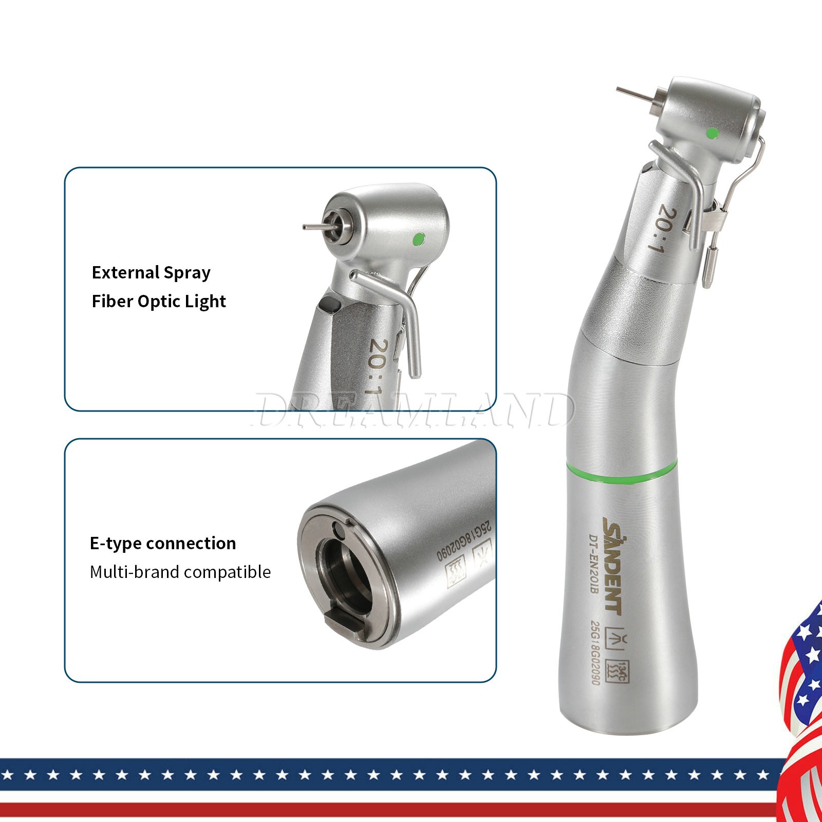Dental Implant Handpiece 20:1 LED Contra Angle Fit Surgical Implant Motor