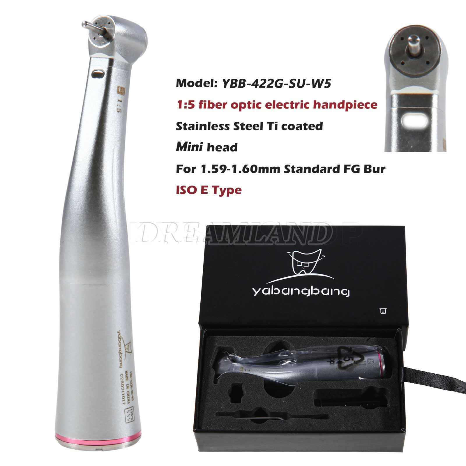 Dental 1:5 Increasing Low Speed Contra Angle Handpiece E-type Inner Channel Red