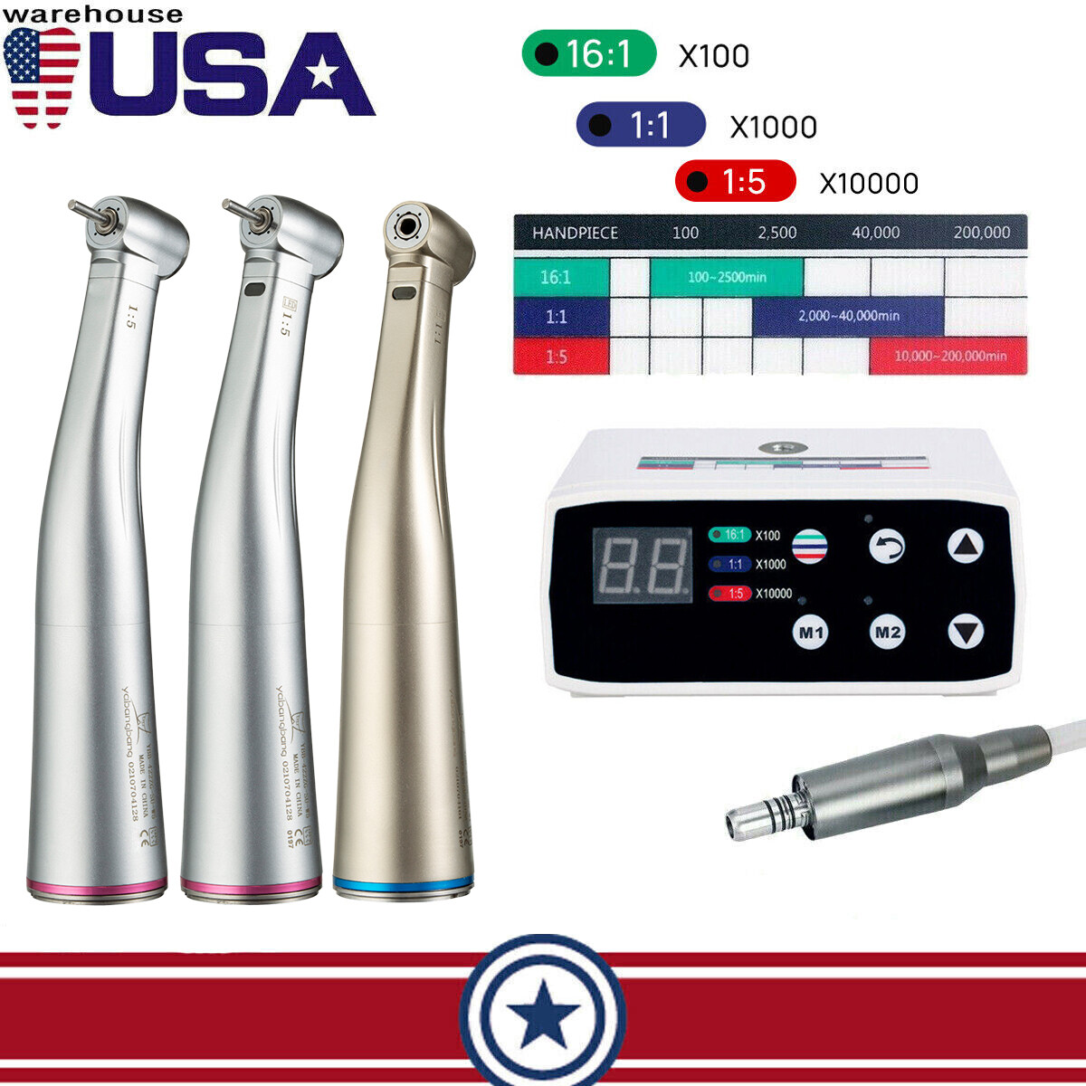 NSK Dental Electric LED Brushless Micro Motor/1:5 1:1 Increasing Handpiece