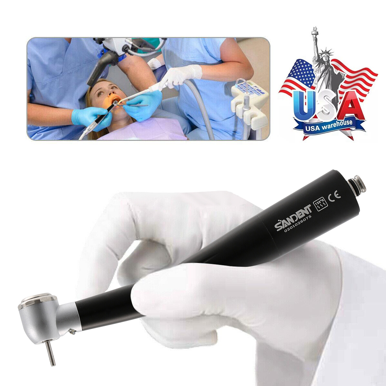 Dental LED E-generator Fiber Optic High Handpiece Turbine Internal Triple Spray